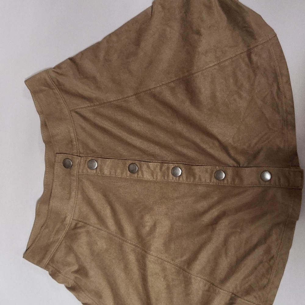 Suede Button Up Skater Skirt